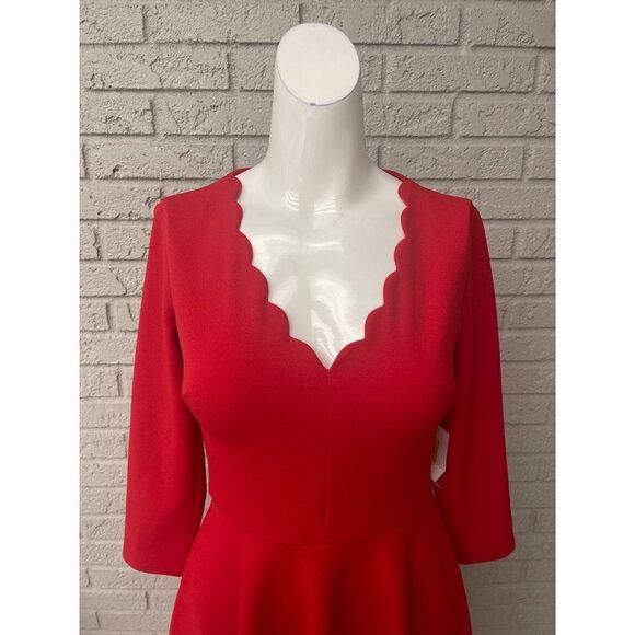 B. Darlin Fit and Flare Red Scallop Neckline Dress Size 5/6 juniors - Picture 5 of 8